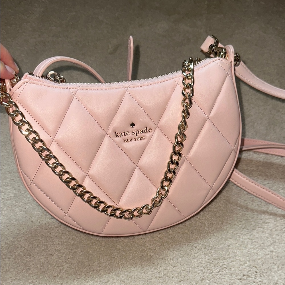 Kate Spade Pink Quilted Crossbody with Chain Strap
